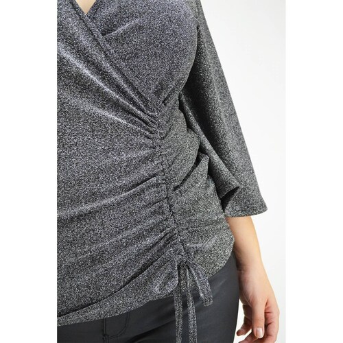 Blusa glitter con jareta Roman Fashion /Tallas Extras, 1804 (Plateado) 