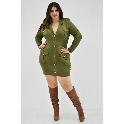Vestido tejido Roman Fashion /Tallas Extras, 968 (Verde militar) 