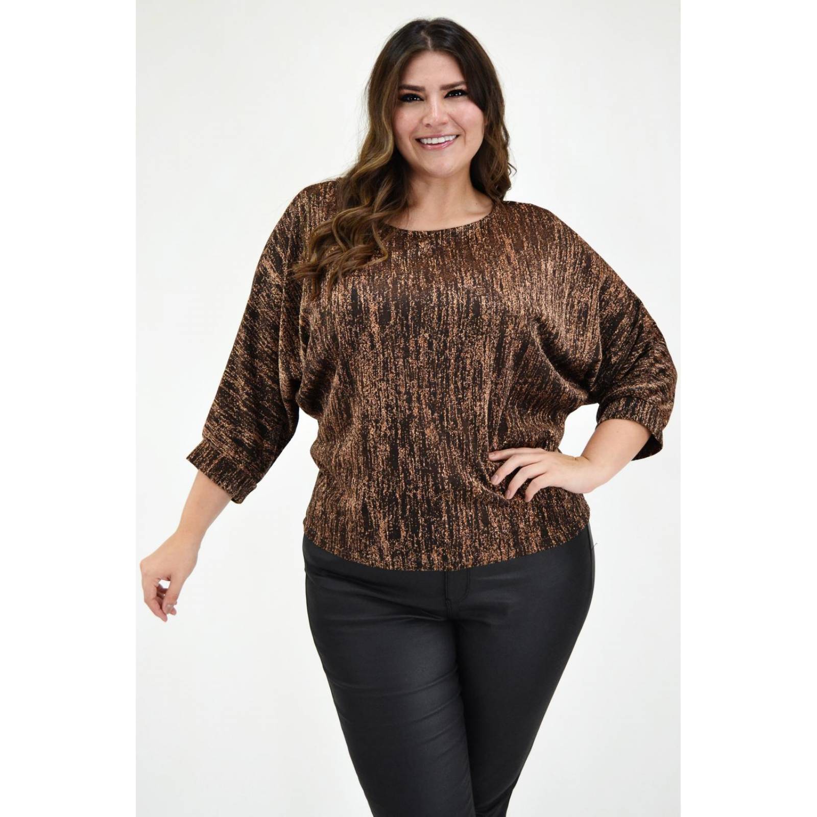 Blusa brillos Roman Fashion Tallas Extras 11760 Dorado