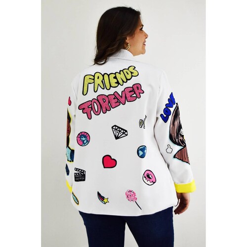 Blazer Friends Roman Fashion /Tallas Extras, 015 (Blanco) 