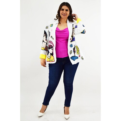 Blazer Friends Roman Fashion /Tallas Extras, 015 (Blanco) 