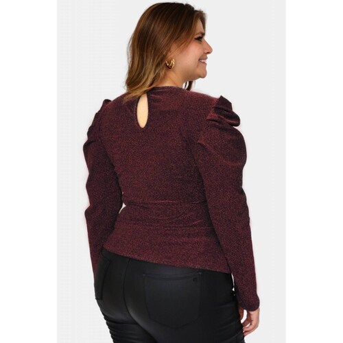Blusa glitter manga farol Roman Fashion /Tallas Extras, 1764 (Rojo) 