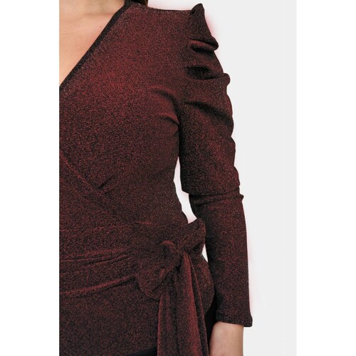 Blusa glitter manga farol Roman Fashion /Tallas Extras, 1764 (Rojo) 