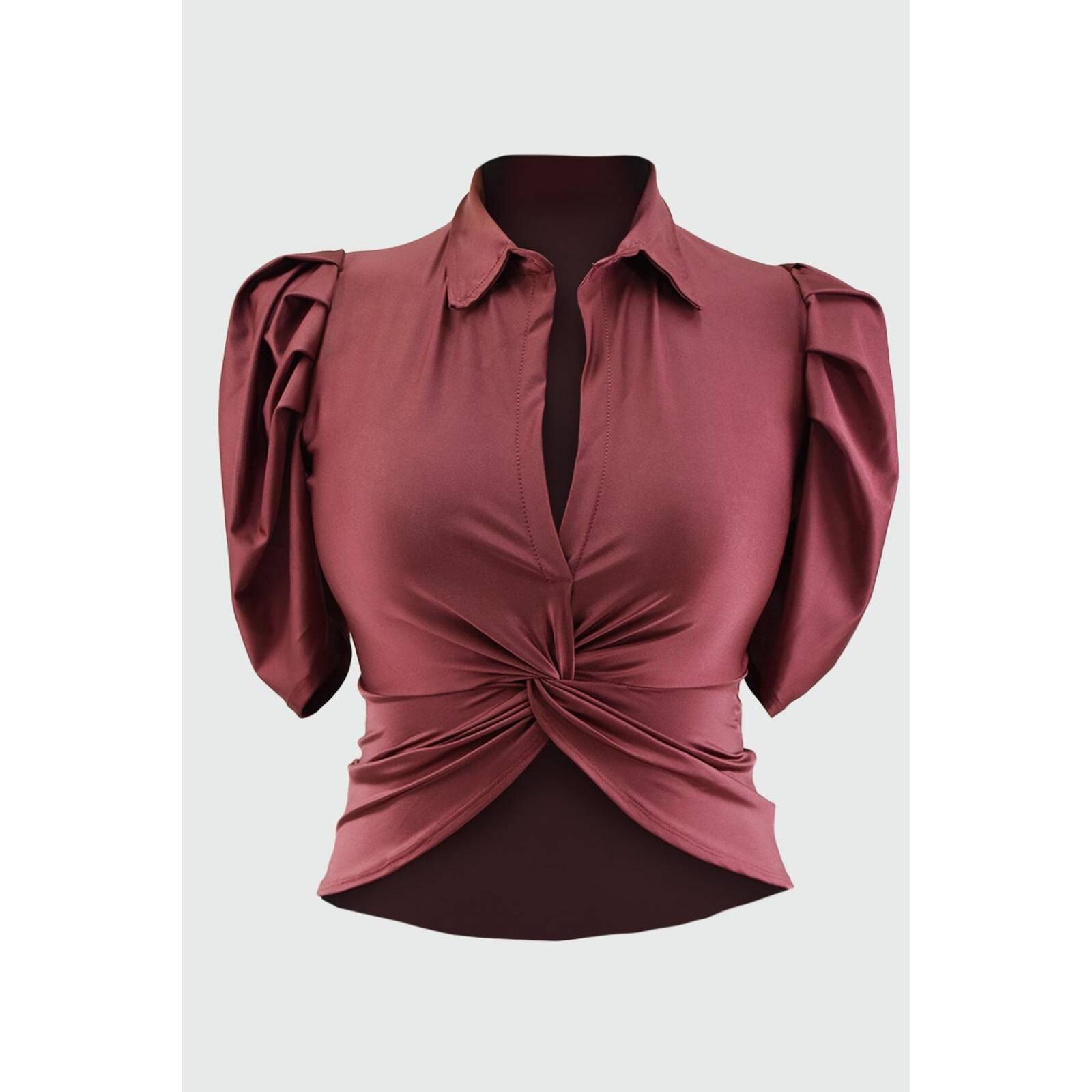 Blusa de satin con nudo Roman Fashion Tallas Extras 1850 Palo