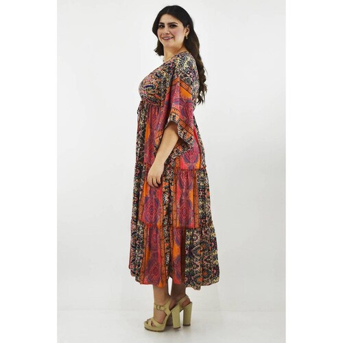 Vestido Boho / Tallas Extras, 23811 (Durazno - Rosa) 