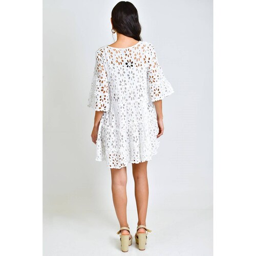 Vestido detalle calado /Juvenil, 8515 (Blanco) 
