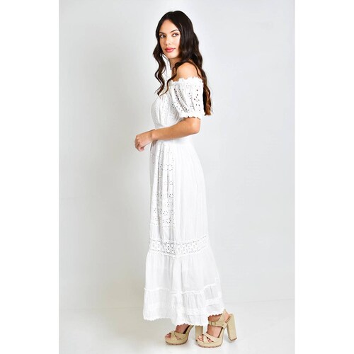 Vestido midi de algodon /Juvenil, 8518 (Blanco) 