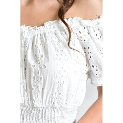 Vestido midi de algodon /Juvenil, 8518 (Blanco) 