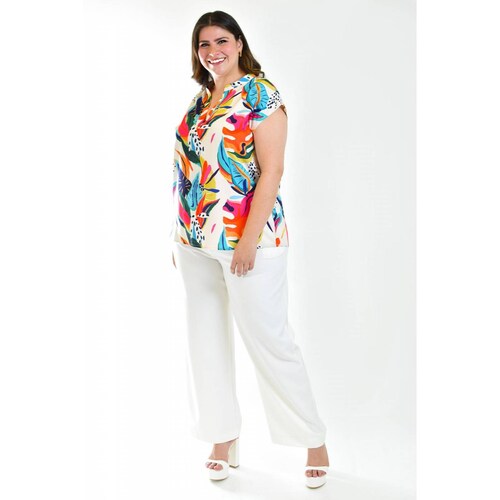 Blusa manga caída Roman Fashion /Tallas Extras, 012 (Multicolor) 
