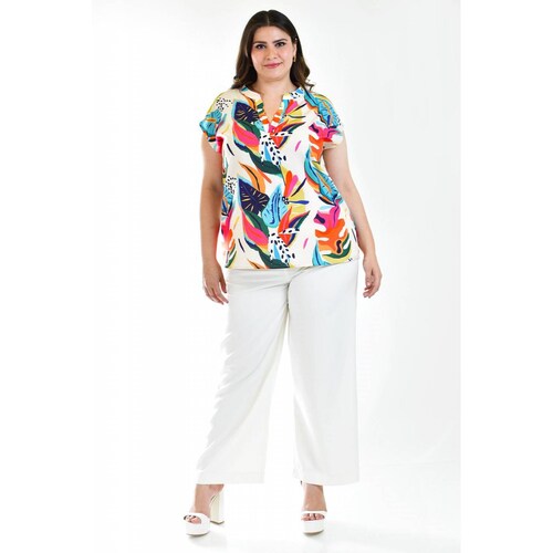 Blusa manga caída Roman Fashion /Tallas Extras, 012 (Multicolor) 