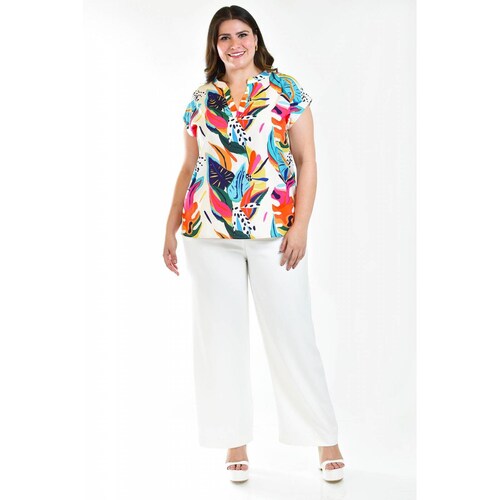 Blusa manga caída Roman Fashion /Tallas Extras, 012 (Multicolor) 