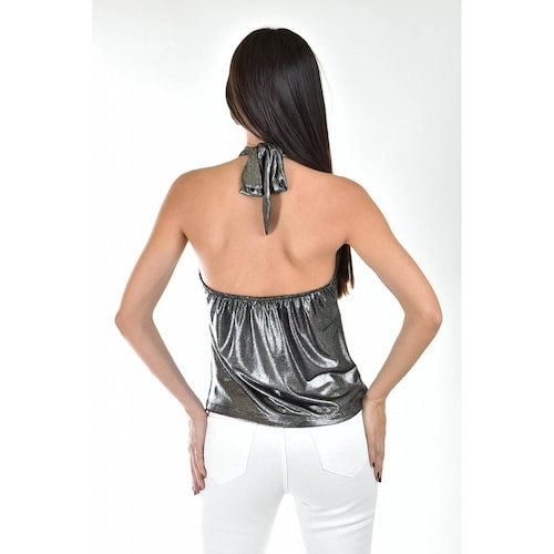 Blusa halter efecto metalico Roman Fashion /Juvenil, 2118 (Plata) 