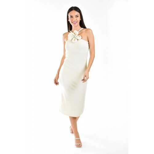 Vestido midi con flor Roman Fashion /Juvenil, 0344 (Beige) 