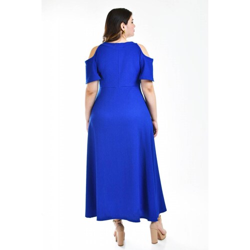 Maxi vestido con strech Roman Fashion /Tallas Extras, 4098 (Azul rey) 