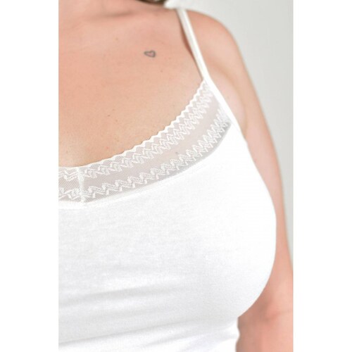 Camiseta básica de tirantes Roman Fashion /Tallas Extras, 001 (Blanco) 