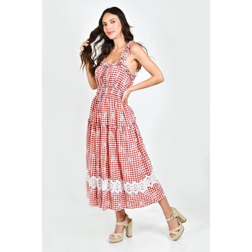 Vestido campesino Roman Fashion /Juvenil, 12187 (Rojo cuadros) 