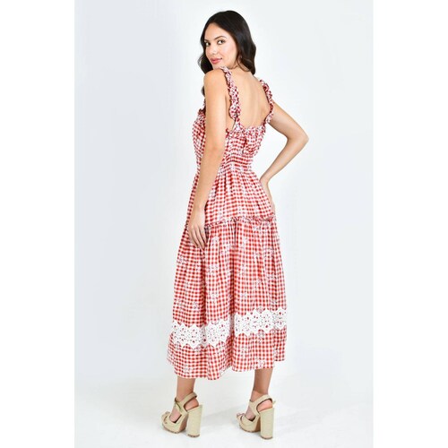 Vestido campesino Roman Fashion /Juvenil, 12187 (Rojo cuadros) 