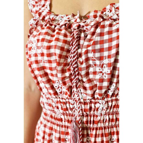 Vestido campesino Roman Fashion /Juvenil, 12187 (Rojo cuadros) 