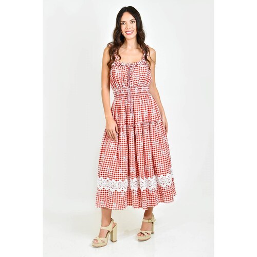 Vestido campesino Roman Fashion /Juvenil, 12187 (Rojo cuadros) 