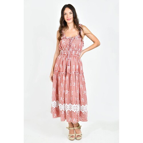 Vestido campesino Roman Fashion /Juvenil, 12187 (Rojo cuadros) 