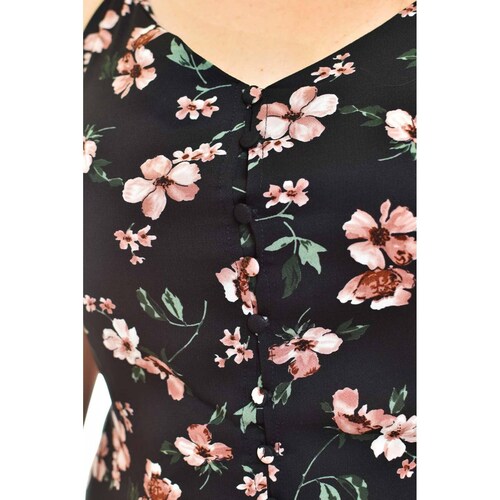 Vestido largo Roman Fashion /Tallas Extras, 11584 (Negro flores) .