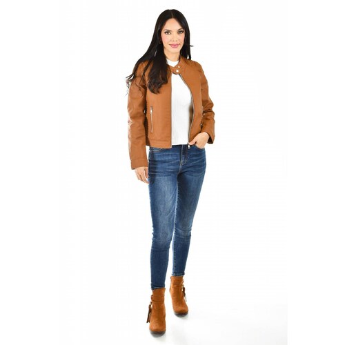 Chamarra de piel sintetica Roman Fashion /Juvenil, 6859 (Cafe) 