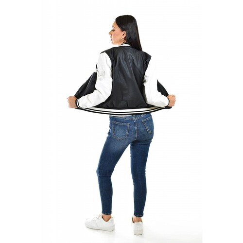 Chamarra universitaria Roman Fashion /Juvenil, 6787 (Negro /Blanco) 
