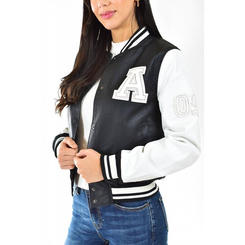 Chamarra universitaria Roman Fashion /Juvenil, 6787 (Negro /Blanco) 