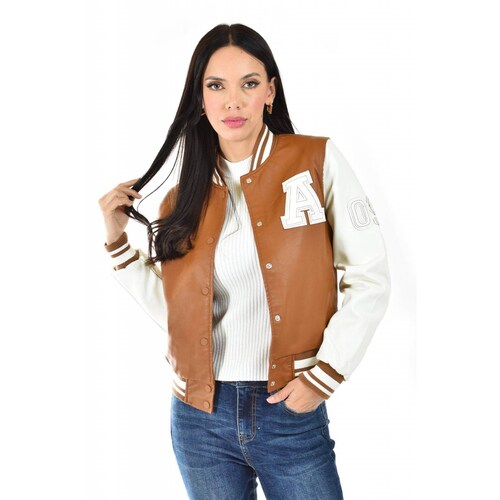 Chamarra universitaria Roman Fashion /Juvenil, 6787 (Cafe /Blanco) 