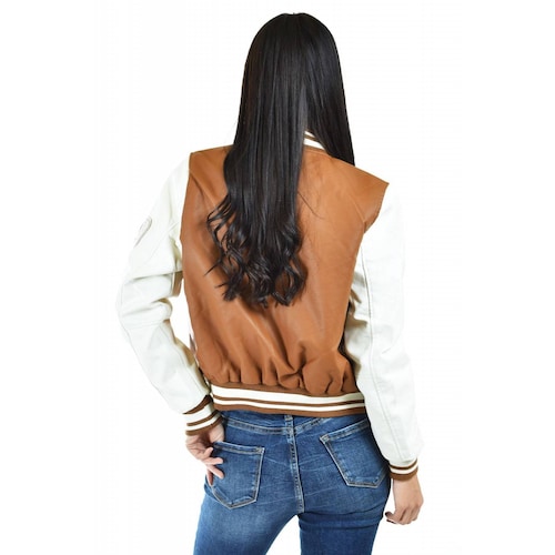 Chamarra universitaria Roman Fashion /Juvenil, 6787 (Cafe /Blanco) 