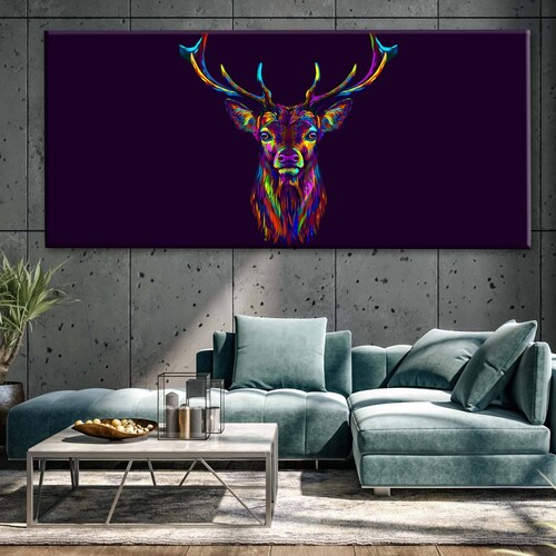Cuadro Decorativo Canvas Ciervo Multicolor 120x60
