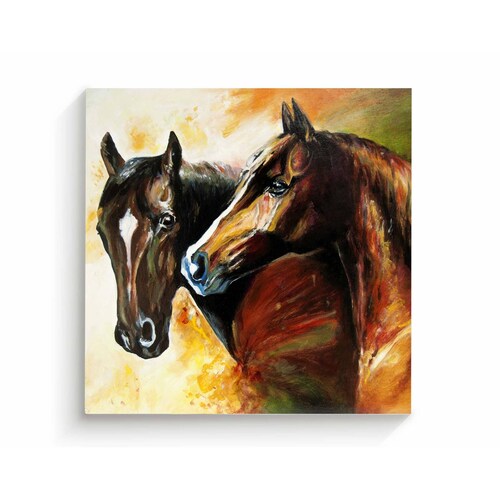Cuadro Decorativo Canvas Hermosos Caballos óleo 30x30