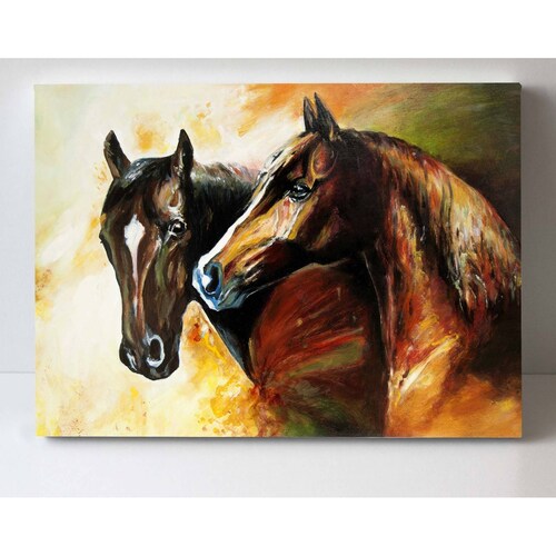 Cuadro Decorativo Canvas Hermosos Caballos óleo 180x120