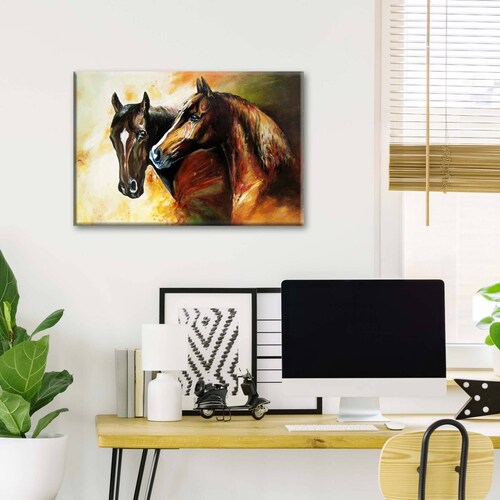 Cuadro Decorativo Canvas Hermosos Caballos óleo 180x120