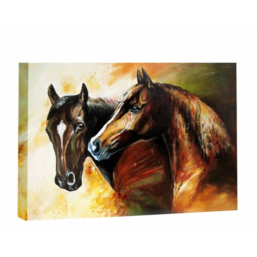 Cuadro Decorativo Canvas Hermosos Caballos óleo 105x70