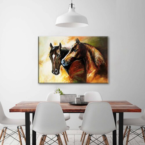 Cuadro Decorativo Canvas Hermosos Caballos óleo 105x70