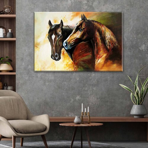 Cuadro Decorativo Canvas Hermosos Caballos óleo 105x70