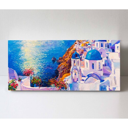 Cuadro Decorativo Canvas Pintura óleo Santorini  160x80