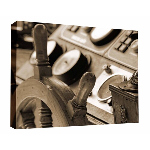 Cuadro Decorativo Canvas Timón De Barco Sepia 135x90