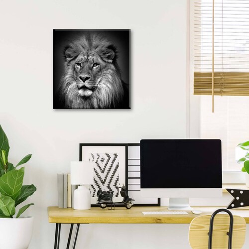 Cuadro Decorativo Canvas León Blanco y negro 70x70