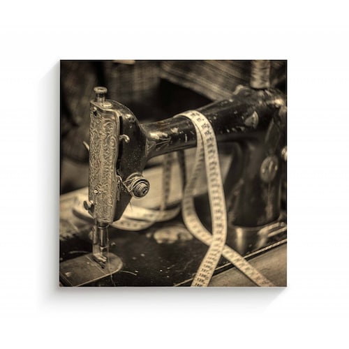 Cuadro Decorativo Canvas Maquina de coser, sepia 130x130