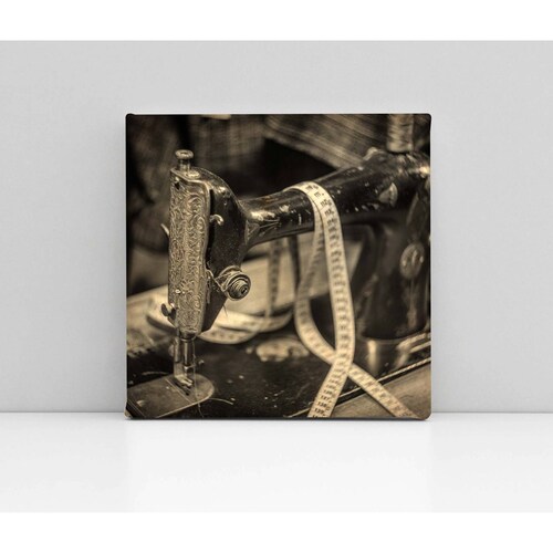 Cuadro Decorativo Canvas Maquina de coser, sepia 130x130