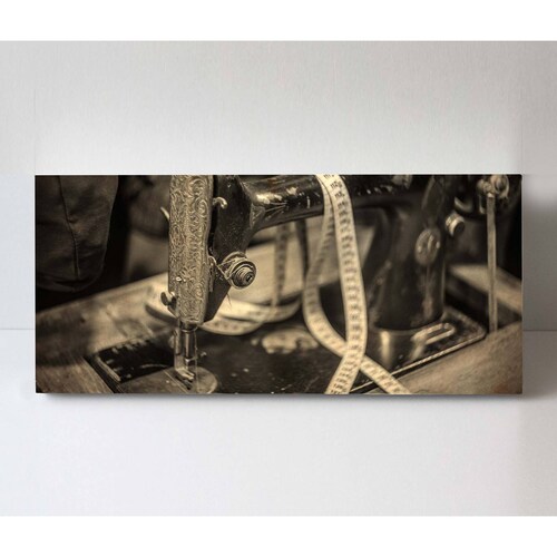 Cuadro Decorativo Canvas Maquina de coser, sepia 200x100