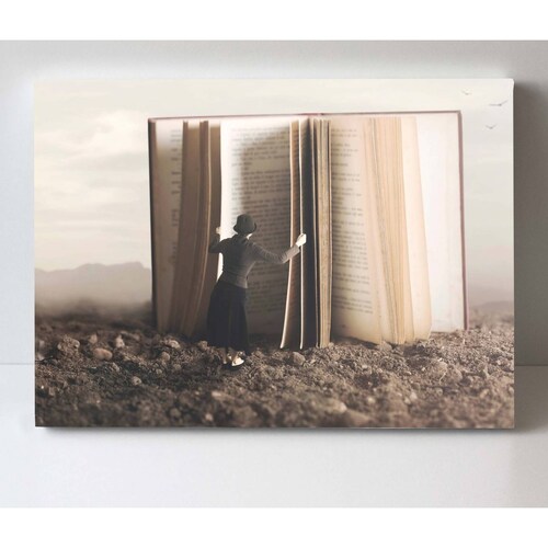 Cuadro Decorativo Canvas libro gigante surrealismo 180x120