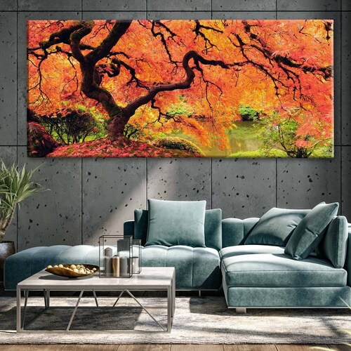 Cuadro Decorativo Canvas Magnífico Árbol Naranja 180x90