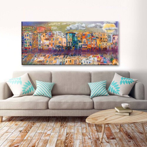 Cuadro Decorativo Impresionismo Canal en la ciudad 180x90