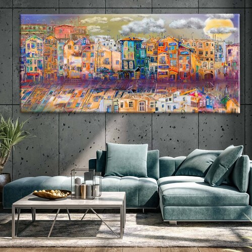 Cuadro Decorativo Impresionismo Canal en la ciudad 180x90