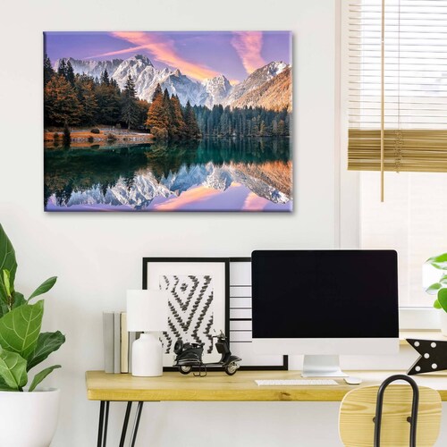 Cuadro Decorativo Canvas Paisaje Lago Fusine 45x30