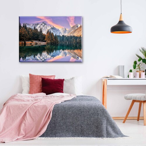 Cuadro Decorativo Canvas Paisaje Lago Fusine 45x30