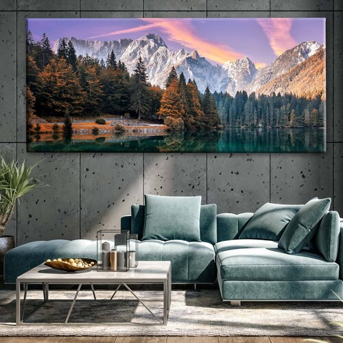 Cuadro Decorativo Canvas Paisaje Lago Fusine 80x40